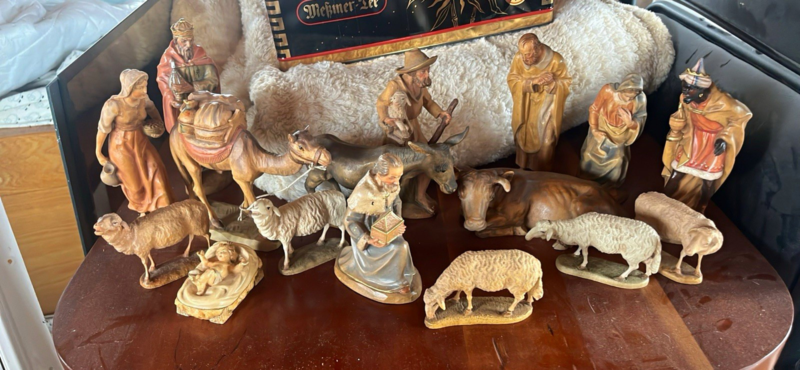 Kuolt Wooden Nativity Set Multicolor Christmas Figures Mary Joseph Jesus