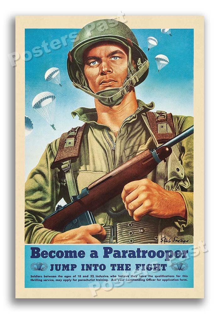 1940s WW2 Become a Paratrooper Army Airborne Recruitment Poster - 16x24 1940s WW2 Become a Paratrooper Army Airborne Recruitment Poster - 16x24