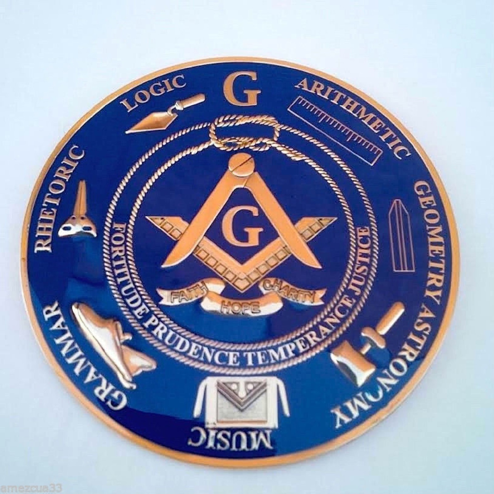 Freemasonry Blue Lodge Masonic Love For Arts Auto Emblem Golden Finish 011