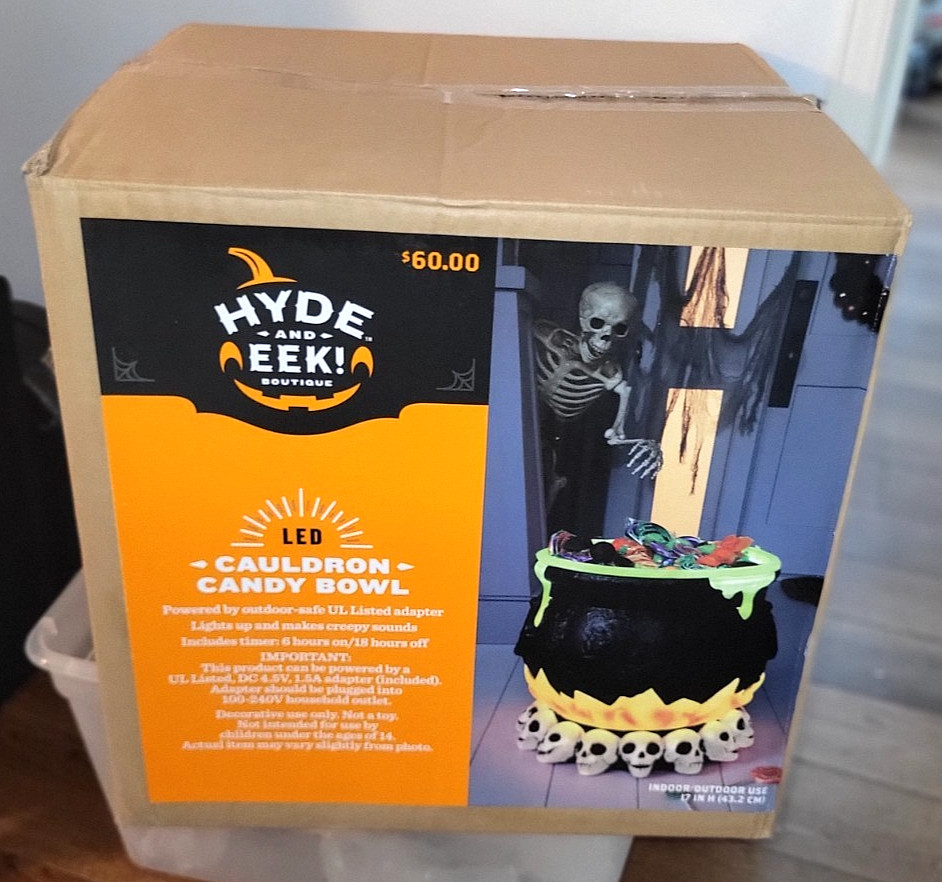Hyde and Eek Cauldron Candy Bowl In Box 17"