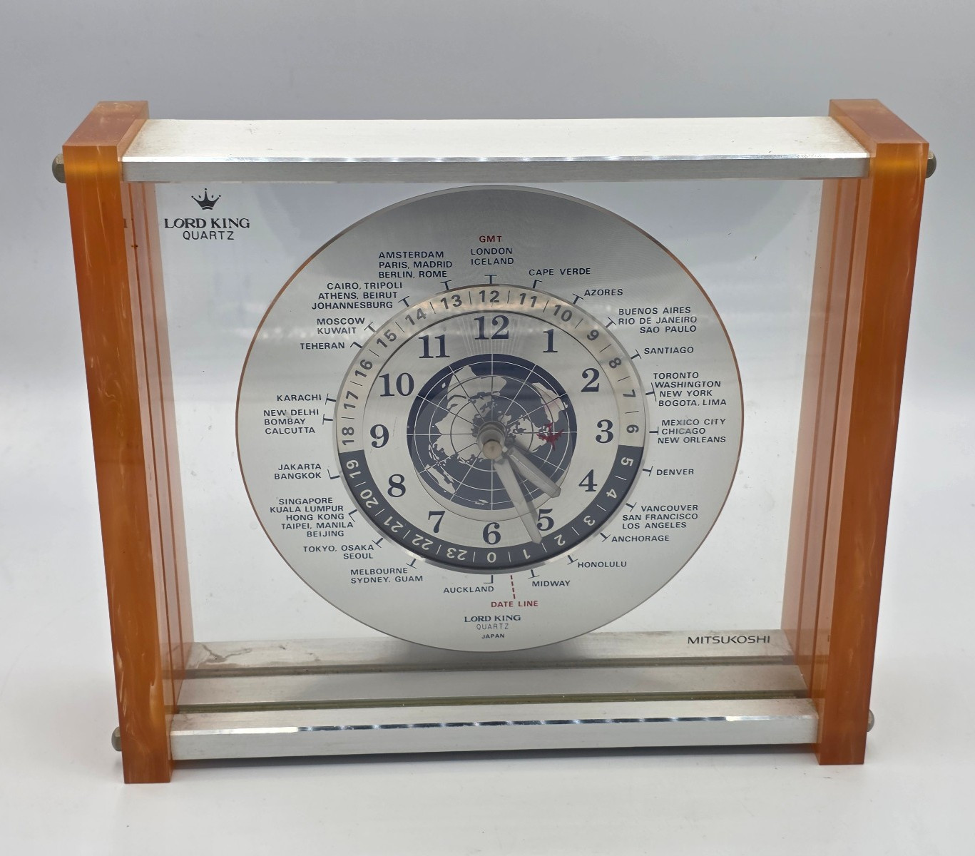 Vtg Mitsukoshi Lord King Quartz World Clock
