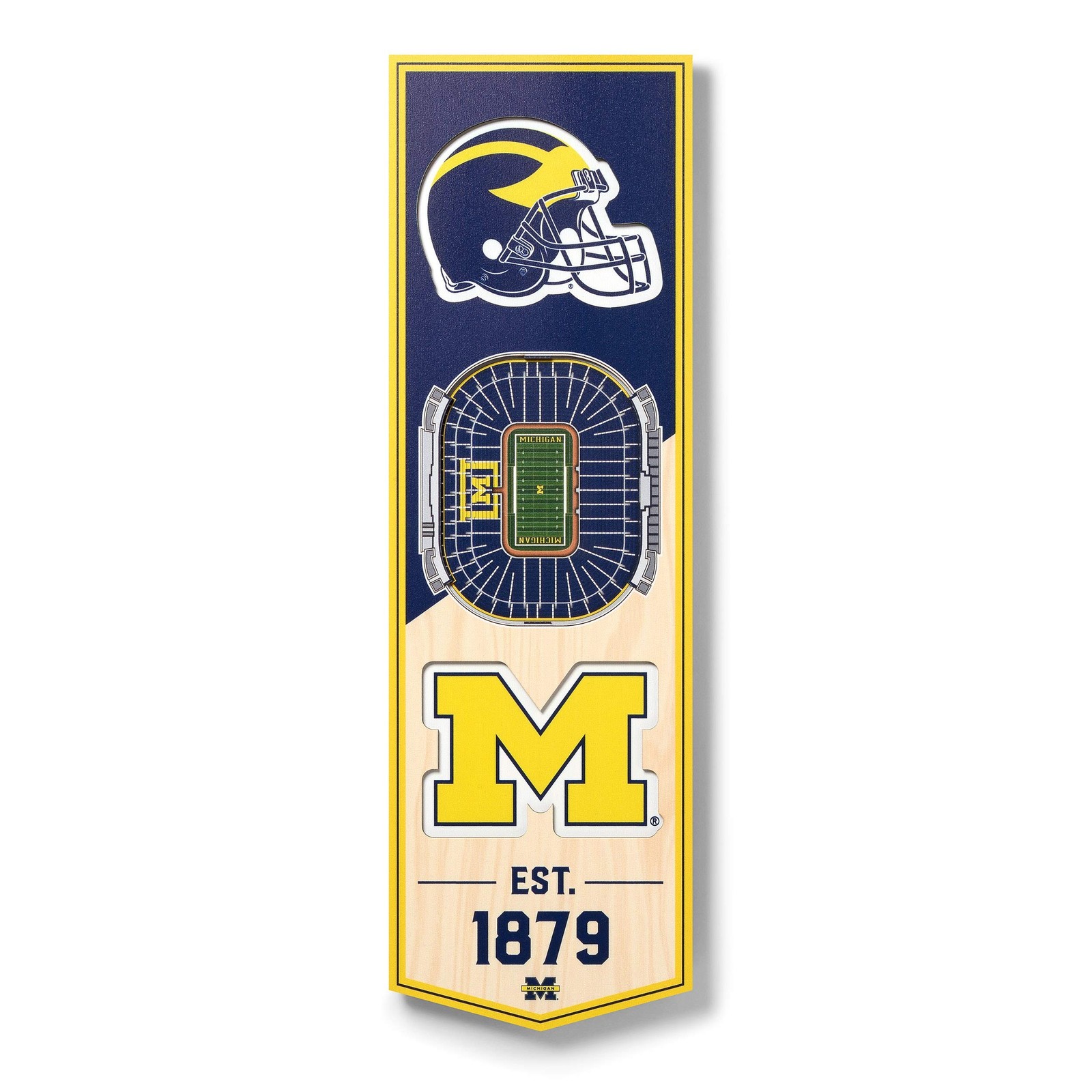 YouTheFan NCAA Michigan Wolverines 3D Stadium 6x19 Banner - Michigan Stadium YouTheFan NCAA Michigan Wolverines 3D Stadium 6x19 Banner - Michigan Stadium