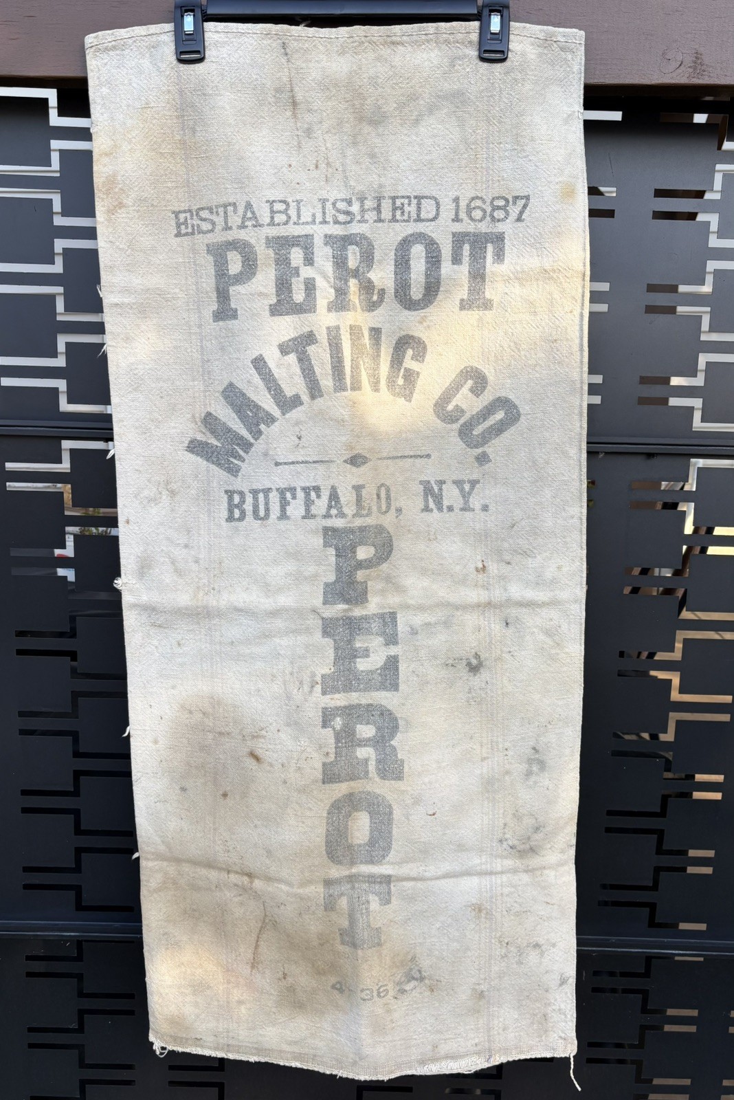 Vintage 1936 Perot Malting Co Buffalo NY Canvas Beer Malt Sack Oldest Breweriana Vintage 1936 Perot Malting Co Buffalo NY Canvas Beer Malt Sack Oldest Breweriana