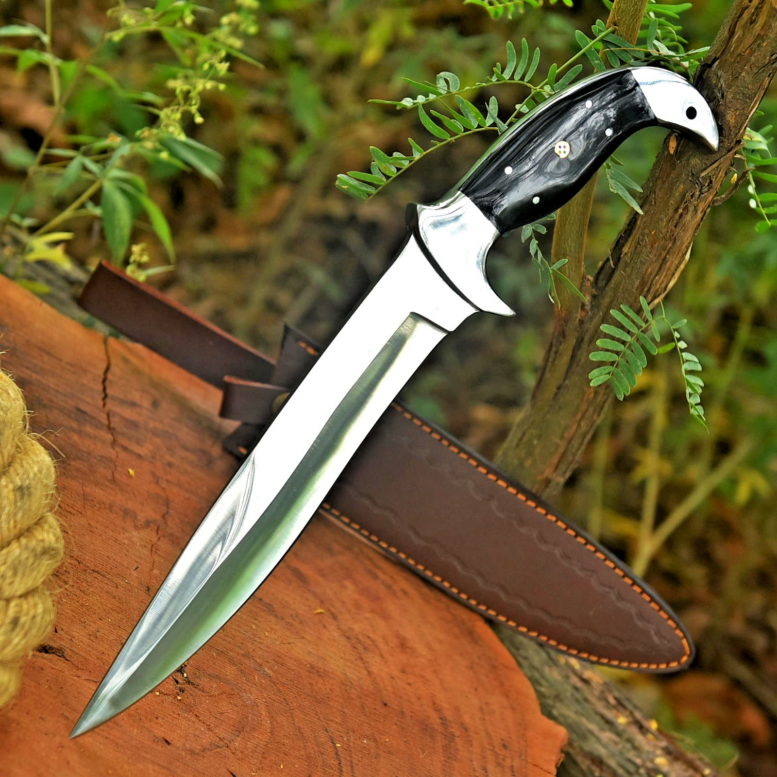 14" Handcraft D2 Steel Fix Blade Bowie Knife Full Tang Tactical Outdoor Hunting 14" Handcraft D2 Steel Fix Blade Bowie Knife Full Tang Tactical Outdoor Hunting