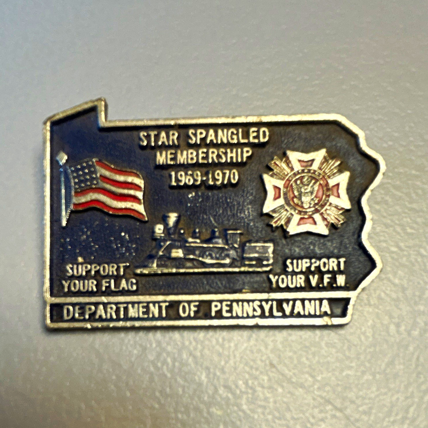 VFW Department of Pennsylvania Star Spangled Membership 1969-1970 Pin