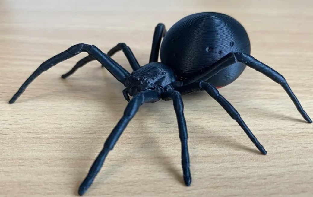 Realistic 3D Printed Black Widow Spider Statue Figure Display Decor
