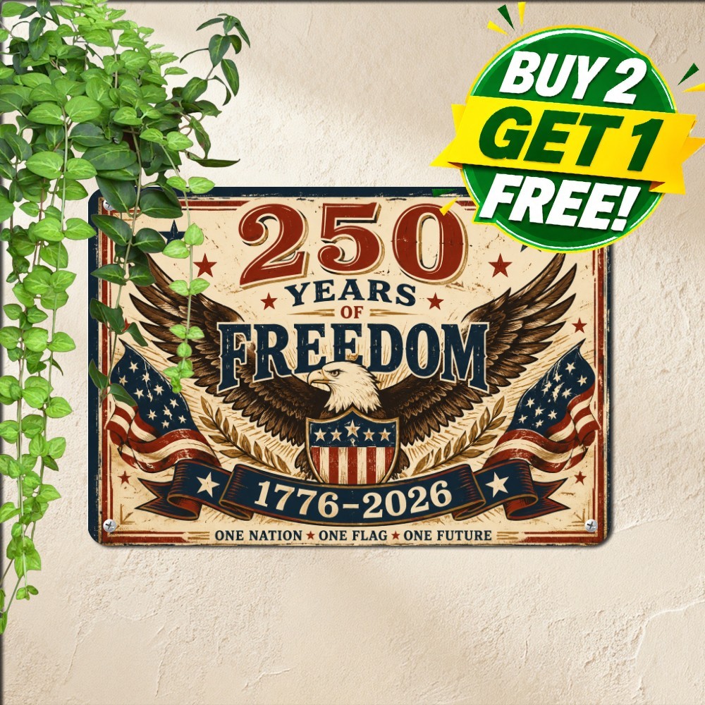 American Independence Day Sign Vintage Patriotic Heritage Wall Metal Tin Art