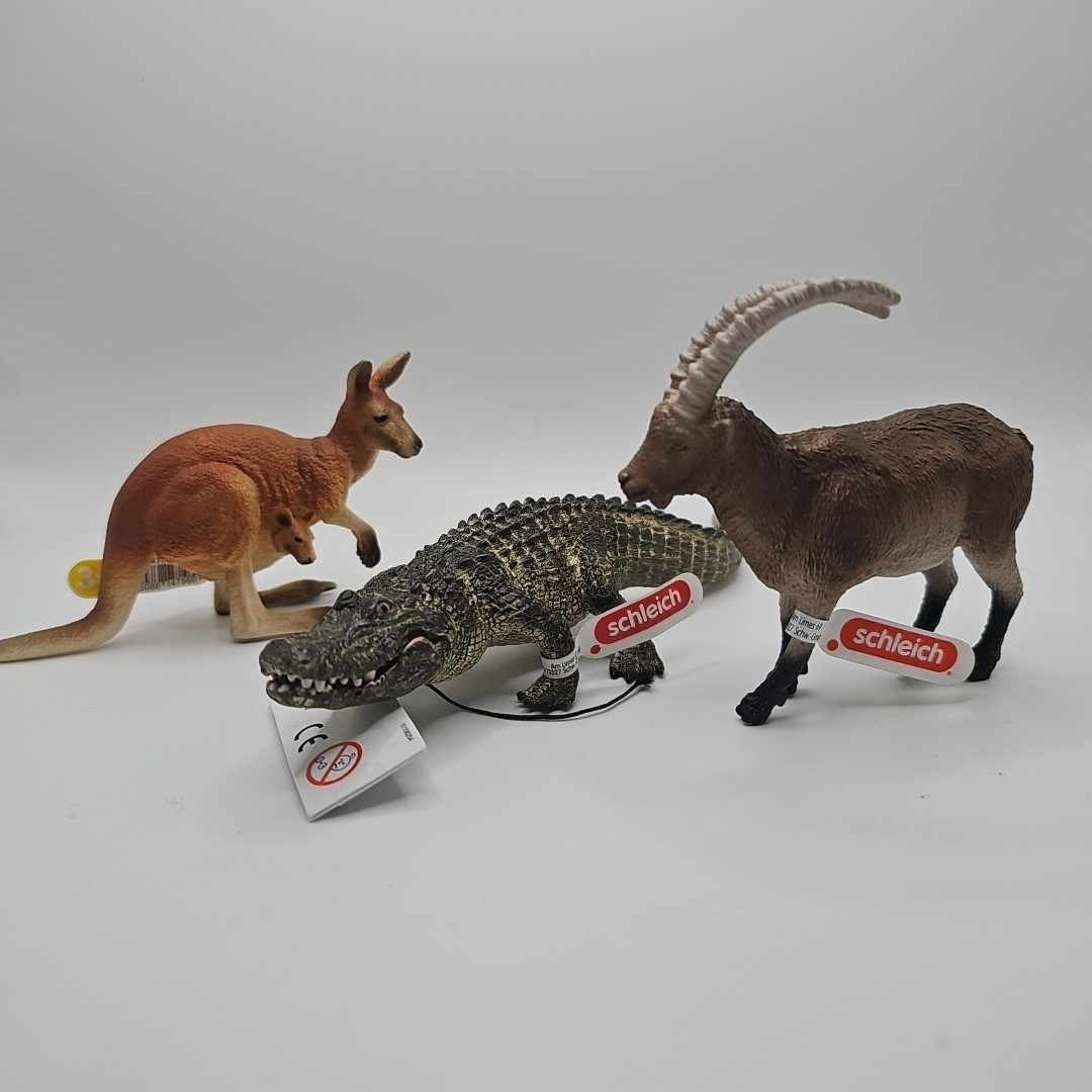 Lot Of 3 Schleich WILD LIFE Figures Ages 3+ Ibex Kangaroo Alligator Farm Toys Lot Of 3 Schleich WILD LIFE Figures Ages 3+ Ibex Kangaroo Alligator Farm Toys