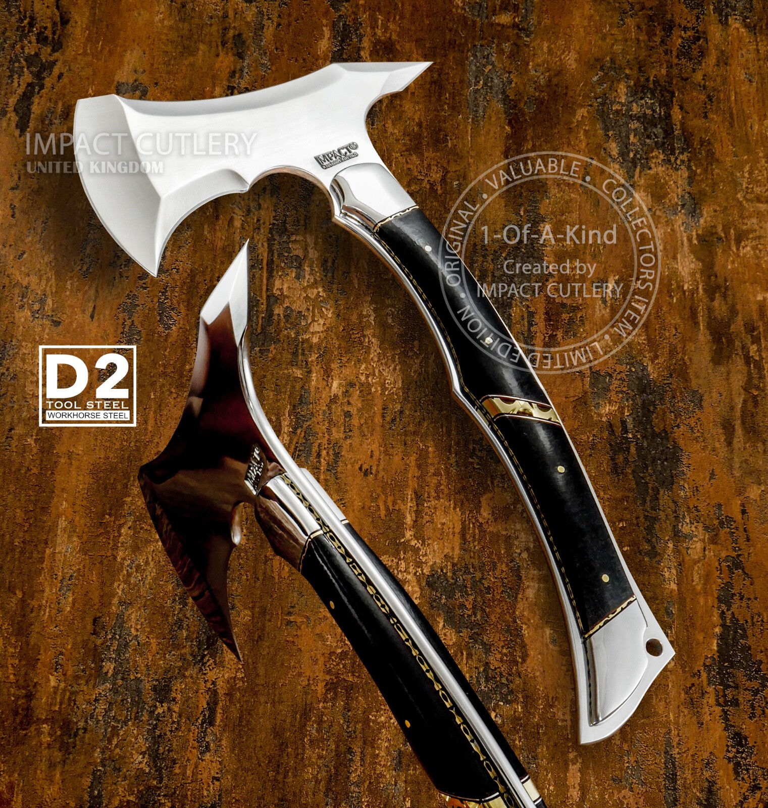 1-Of-A-Kind Custom Full Tang Tomahawk, Hatchet, Axe, Knife by Impact Cutlery 1-Of-A-Kind Custom Full Tang Tomahawk, Hatchet, Axe, Knife by Impact Cutlery