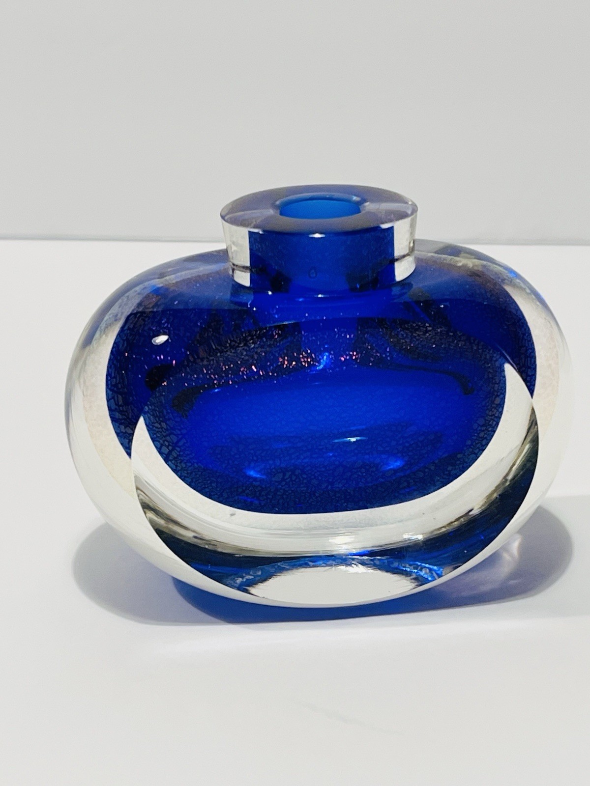 Vintage Correia Art Glass Cobalt & Dichroic Glass Perfume Bottle or Vase Signed Vintage Correia Art Glass Cobalt & Dichroic Glass Perfume Bottle or Vase Signed