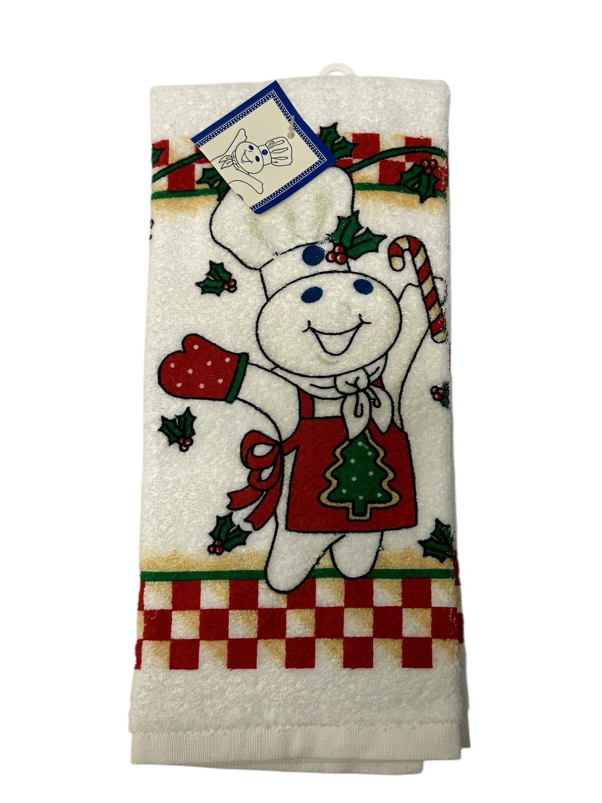Vintage Pillsbury Doughboy Poppin’ Fresh Warm Greetings Christmas Kitchen Towel