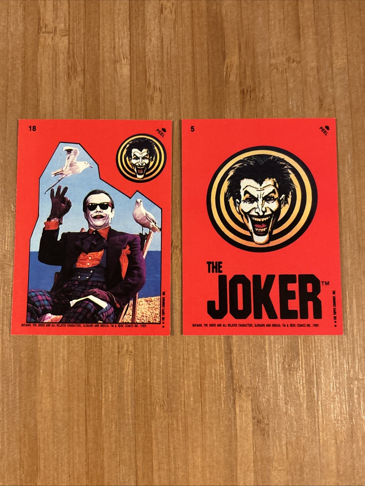 The Joker - 1989 Topps Batman #5, #18 Stickers NM The Joker - 1989 Topps Batman #5, #18 Stickers NM