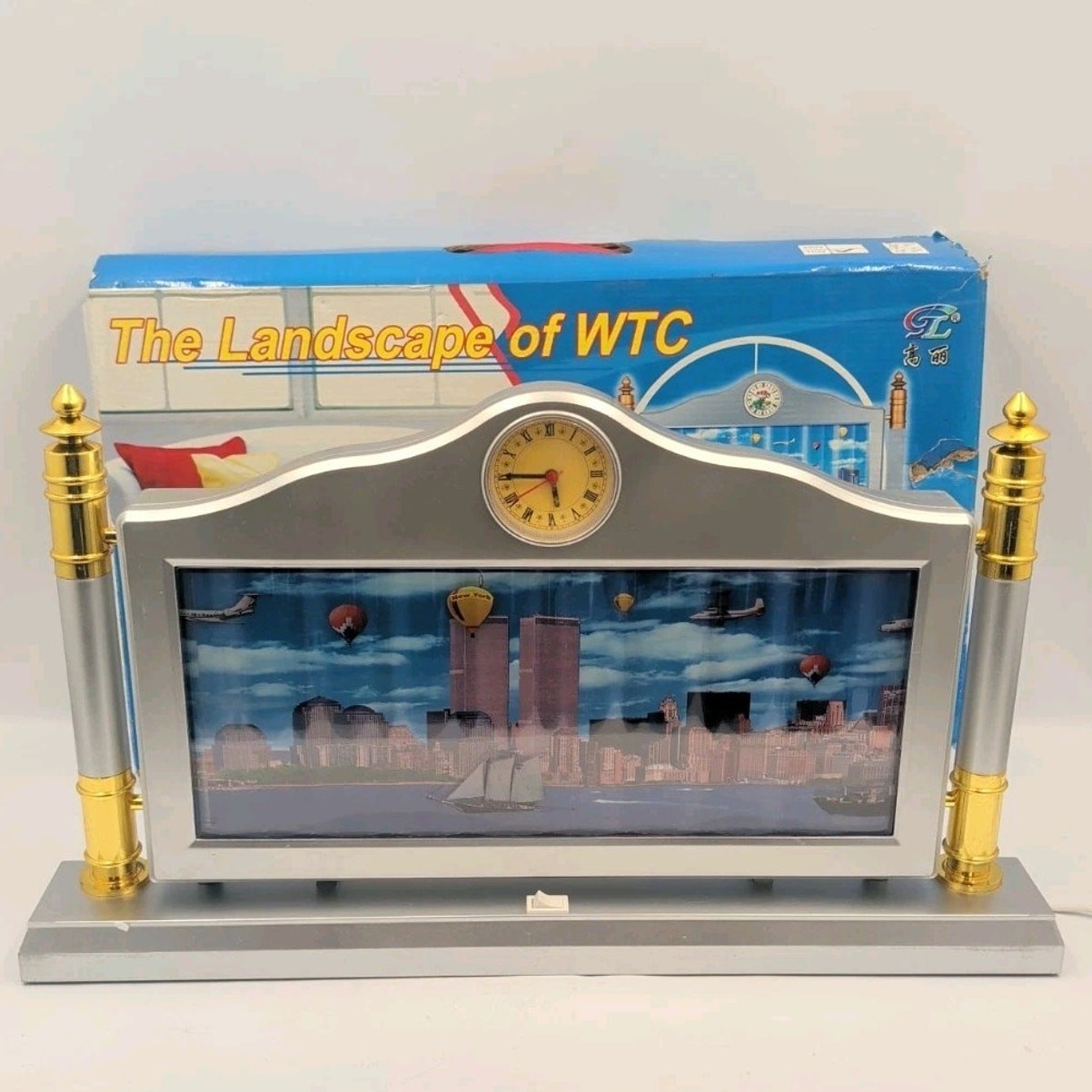 VTG Y2K Twin Towers WTC NYC Skyline Motion Lamp Seabed Aquarium Light Boxed VTG Y2K Twin Towers WTC NYC Skyline Motion Lamp Seabed Aquarium Light Boxed