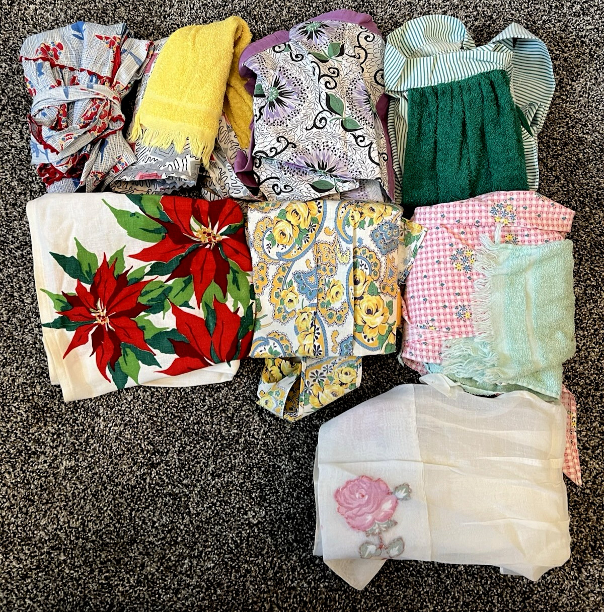 Vintage Lot of 8 Full & Half Apron with Terry Hand Towel And Pockets HandMade
