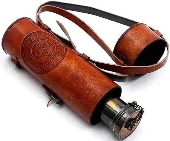 Telescope Brass Spyglass Antique Nautical Leather London Maritime Vintage Telescope Brass Spyglass Antique Nautical Leather London Maritime Vintage