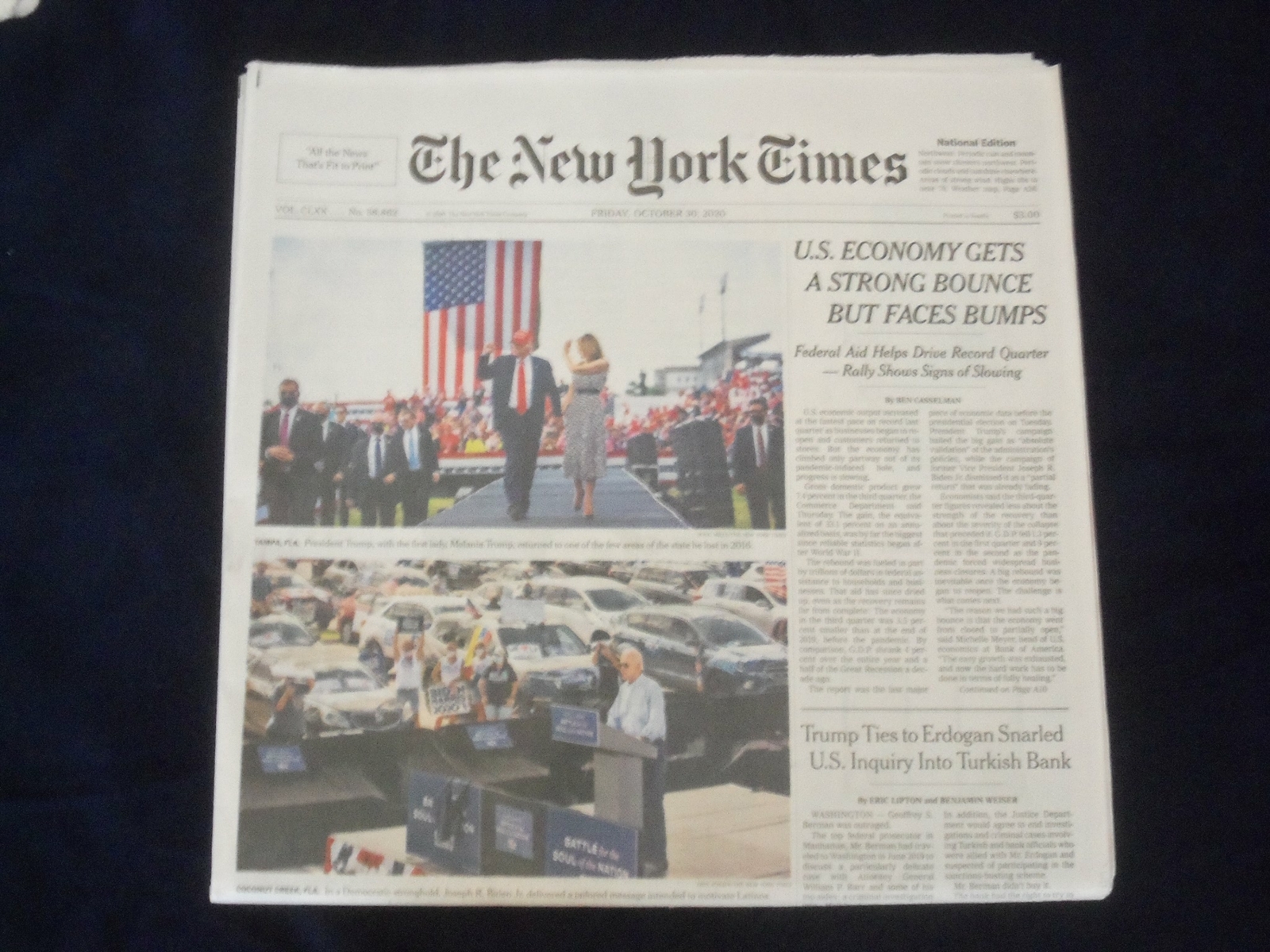 2020 OCTOBER 30 NEW YORK TIMES-U.S. ECONOMY GETS A STRONG BOUNCE BUT FACES BUMPS 2020 OCTOBER 30 NEW YORK TIMES-U.S. ECONOMY GETS A STRONG BOUNCE BUT FACES BUMPS