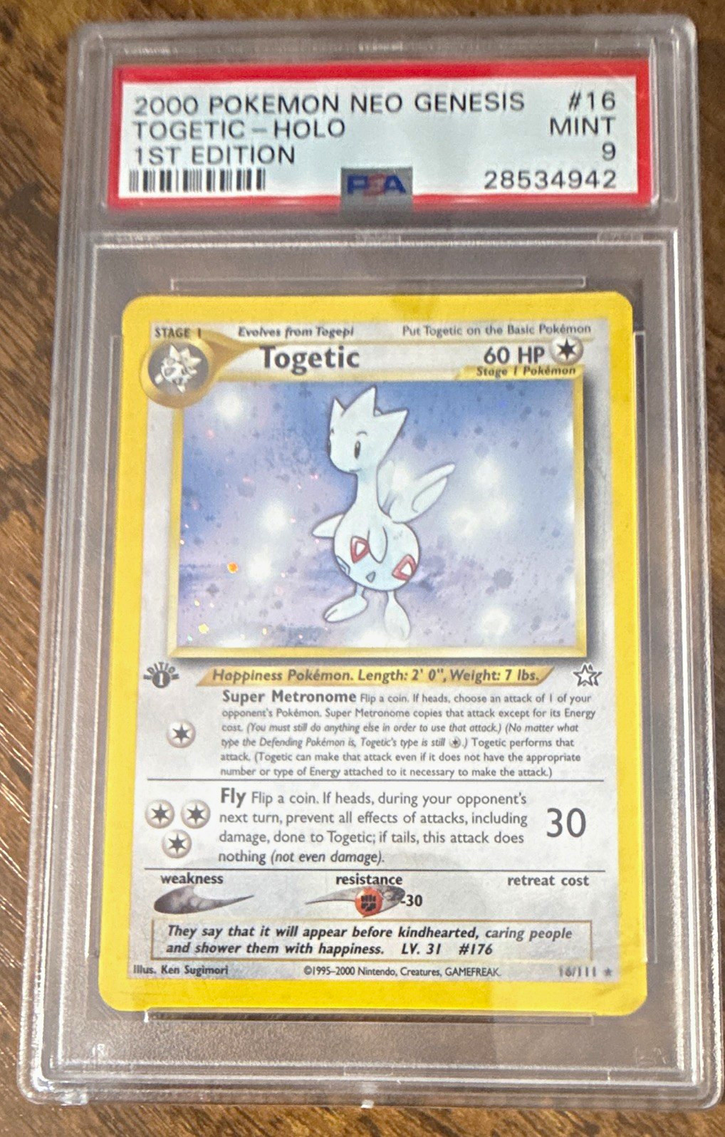 Pokémon Togetic 2000 Neo Genesis Holo 1st Edition #16 PSA 9 English (With Swirl)
