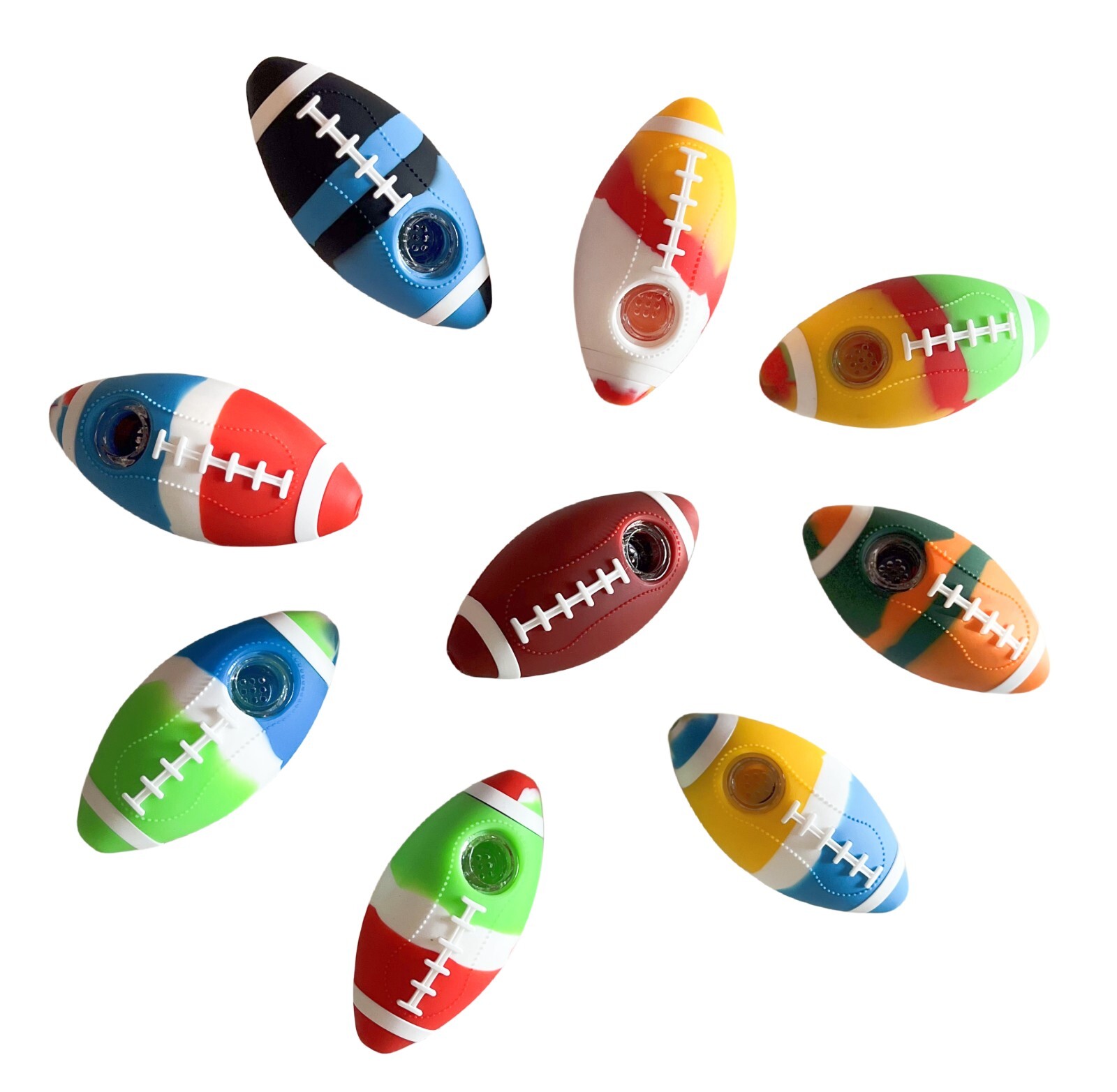 4" Mini Silicone Smoking Football Shape Hand Pipe With Glass Bowl