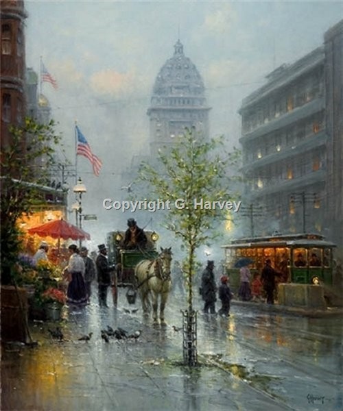 Market Street Trolley by G. Harvey. Artists' Proof # 47/50 RARE CANVAS GICLEE Market Street Trolley by G. Harvey. Artists' Proof # 47/50 RARE CANVAS GICLEE