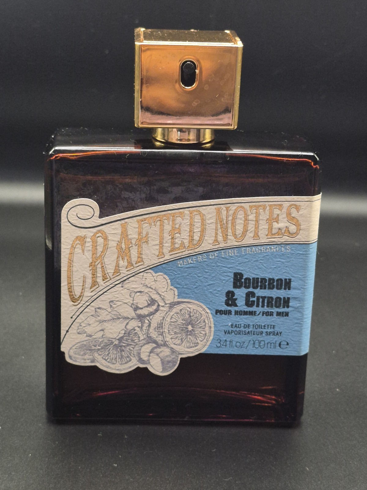 Crafted Notes Bourbon & Citron Eau De Toilette Spray 3.4oz Empty Bottle Crafted Notes Bourbon & Citron Eau De Toilette Spray 3.4oz Empty Bottle