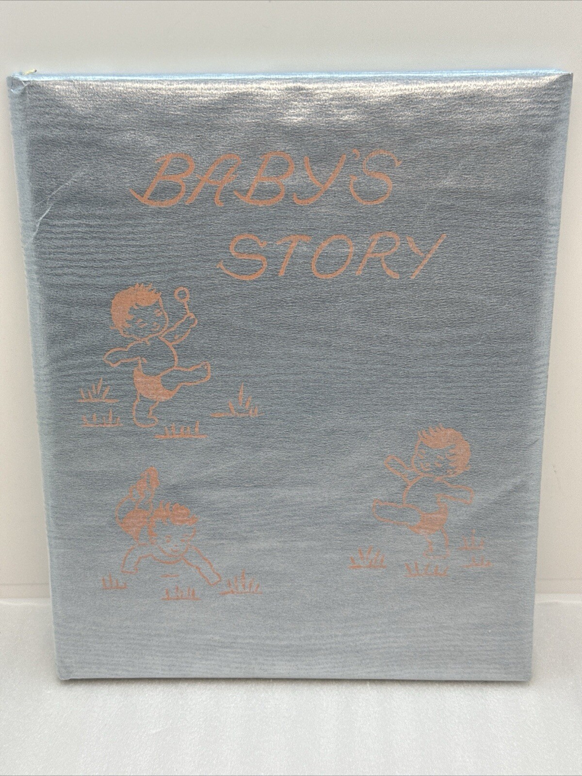 Antique 1919 Unused Blue Satin Baby Book “Baby’s Story” By Artist Writer Guild