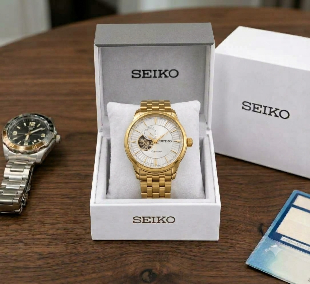 Luxury Vintage Seiko Automatic Silver Dial 4R35 Men's Wristwatch Gold Plated Luxury Vintage Seiko Automatic Silver Dial 4R35 Men's Wristwatch Gold Plated