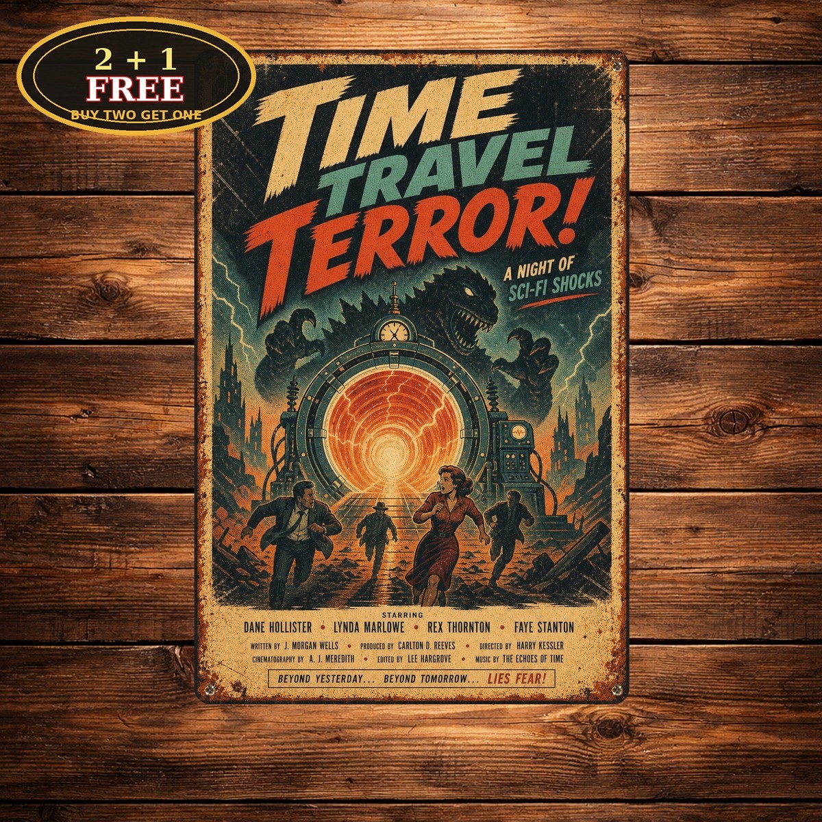 Sci-Fi Time Machine Movie Poster Style Metal Sign Decor Sci-Fi Time Machine Movie Poster Style Metal Sign Decor