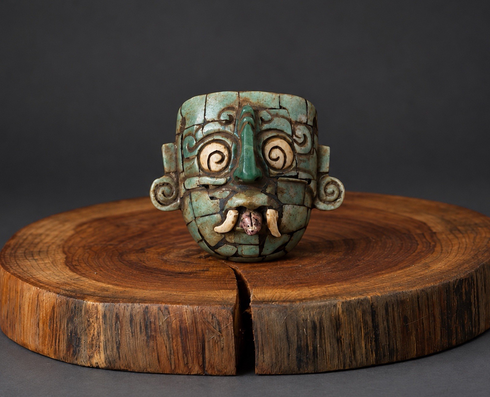 Handcrafted Artistry Inspired by the Maya Sun God pendant made of aventurine 