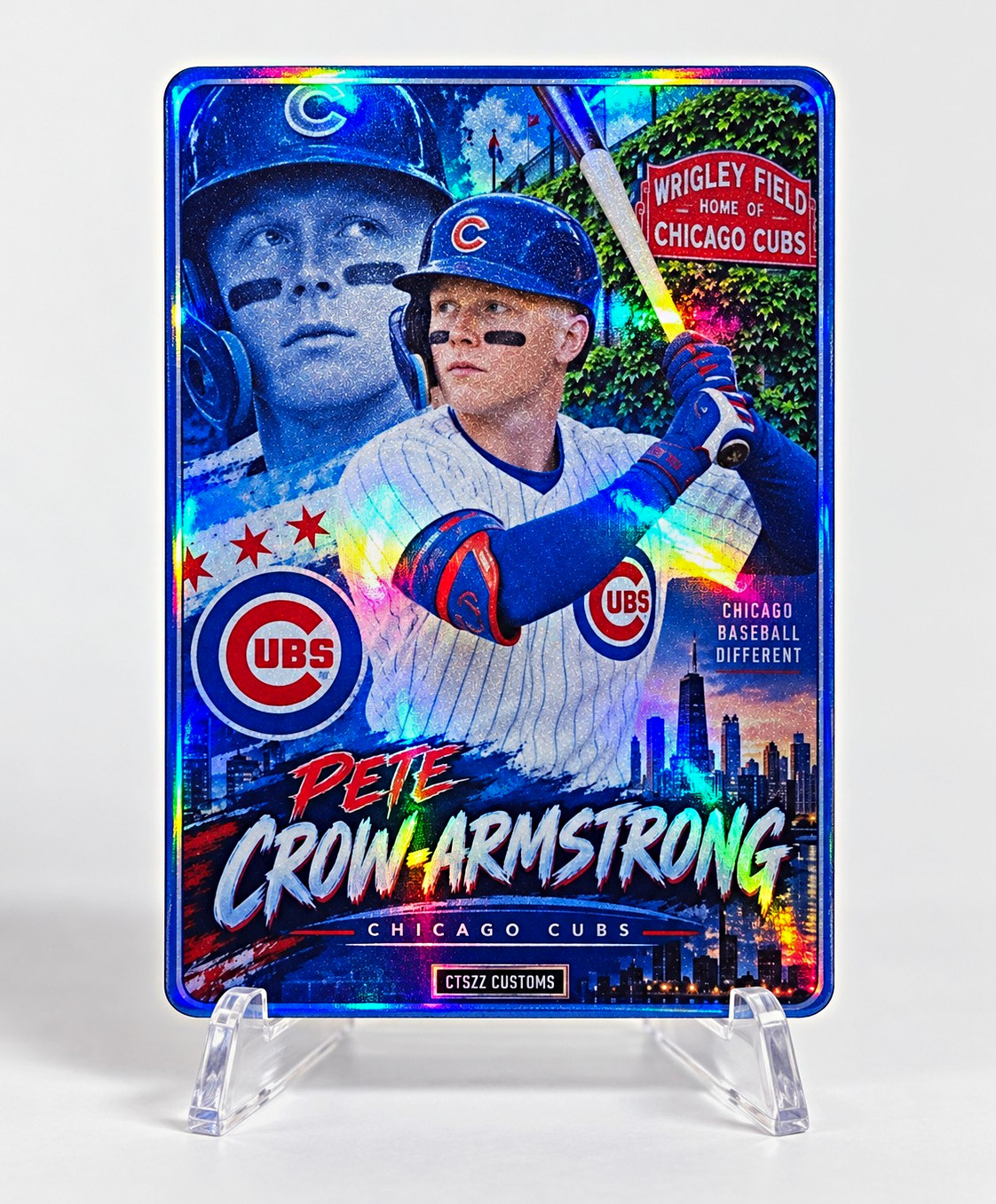 CTSZZ Customs Pete Crow-Armstrong Chicago Cubs Baseball Card Custom PCA CTSZZ Customs Pete Crow-Armstrong Chicago Cubs Baseball Card Custom PCA