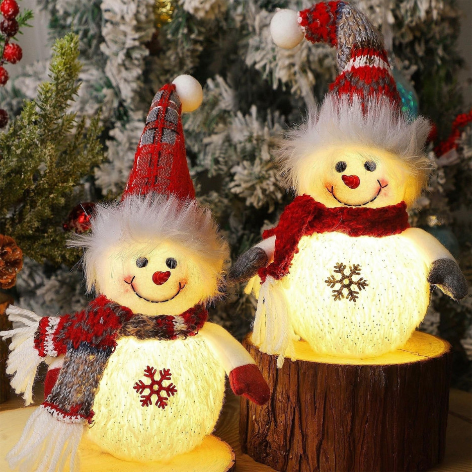 2 Pack🎁 Lighted Christmas Snowmen 10" LED  Decorations Holiday Gifts "NEW"