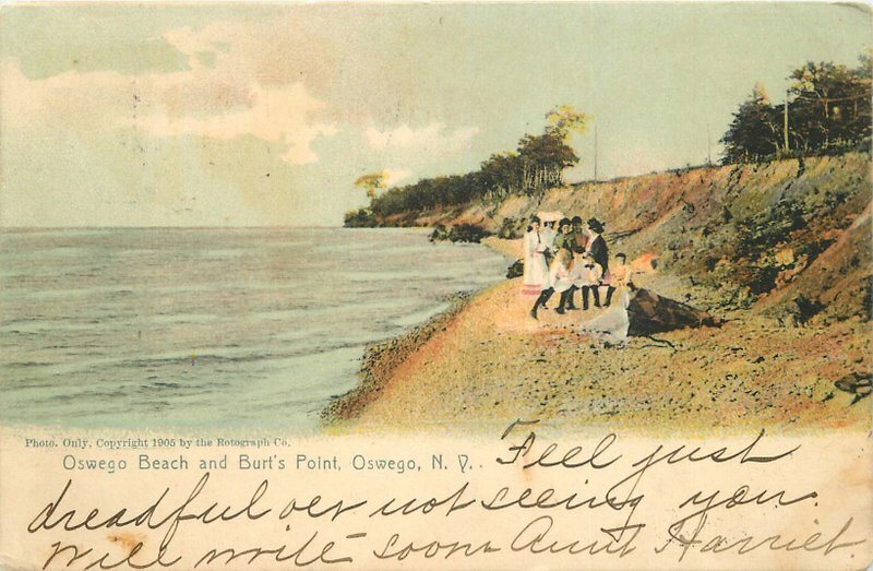 Burt's Point C-1905 Oswego Beach New York Rotograph Postcard undivided 20-6407 Burt's Point C-1905 Oswego Beach New York Rotograph Postcard undivided 20-6407
