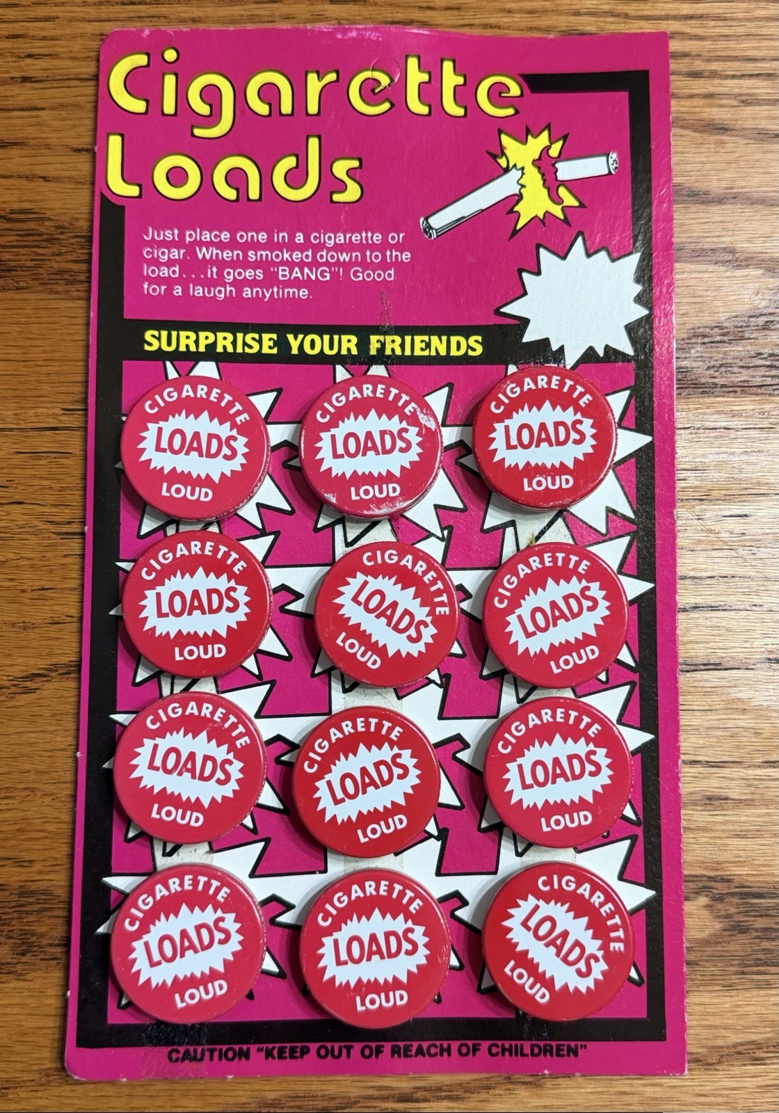 Vintage Cigarette Loads Store Display Card Full Set 12 Tins Prank Gag Joke Old