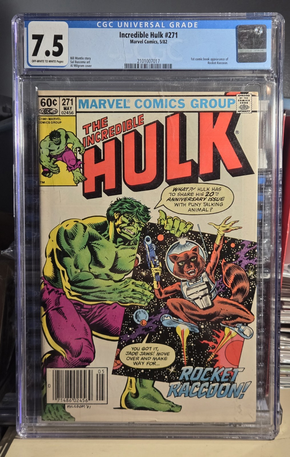 Incredible Hulk #271 CGC 7.5 Marvel Comics 1982 Rocket Raccoon Incredible Hulk #271 CGC 7.5 Marvel Comics 1982 Rocket Raccoon