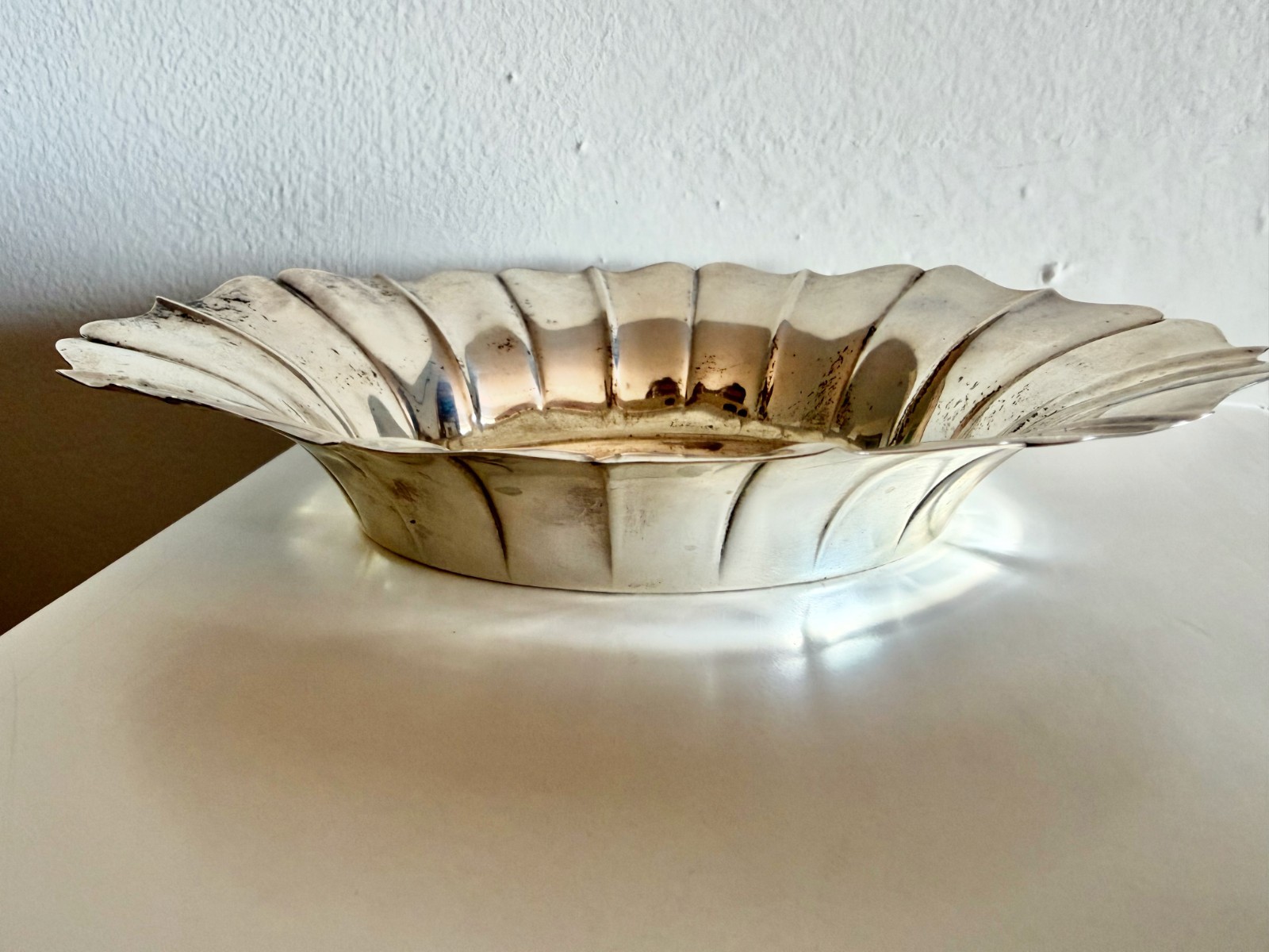 Wallace Sterling Silver 218 Fluted Oval Dish Solid Not Weighted 78g Wallace Sterling Silver 218 Fluted Oval Dish Solid Not Weighted 78g