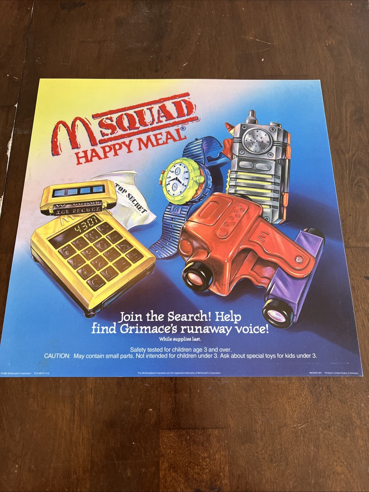 Vintage McDonald’s 1992 M SQUAD HAPPY MEAL Translite 14" x 14" Vintage McDonald’s 1992 M SQUAD HAPPY MEAL Translite 14" x 14"