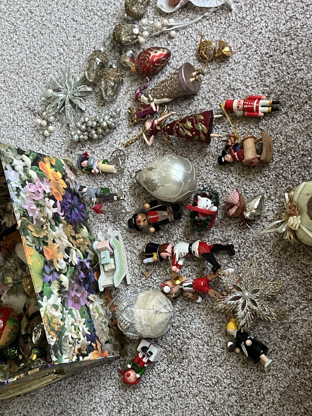 Large Vintage Christmas Ornament Collection – Glass, Wood, Angels, Pinocchiomore Large Vintage Christmas Ornament Collection – Glass, Wood, Angels, Pinocchiomore