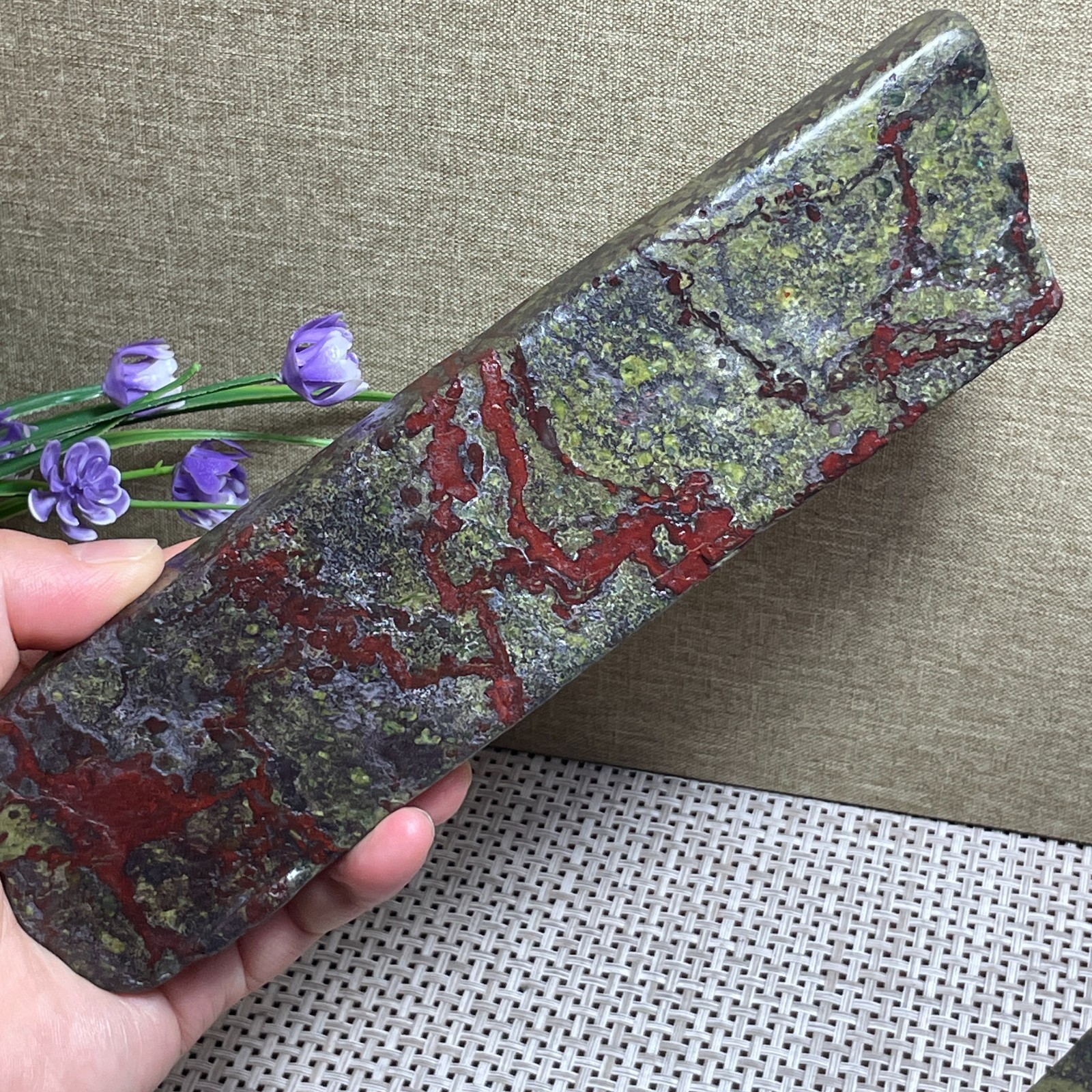 607g Raw dragon blood stone Jasper Rough polished stone slab specimen AP36 607g Raw dragon blood stone Jasper Rough polished stone slab specimen AP36