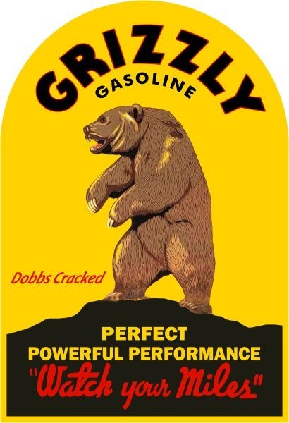 Grizzly Dubbs Cracked Gasoline New Sign 28" Tall Tombstone Diecut USA STEEL
