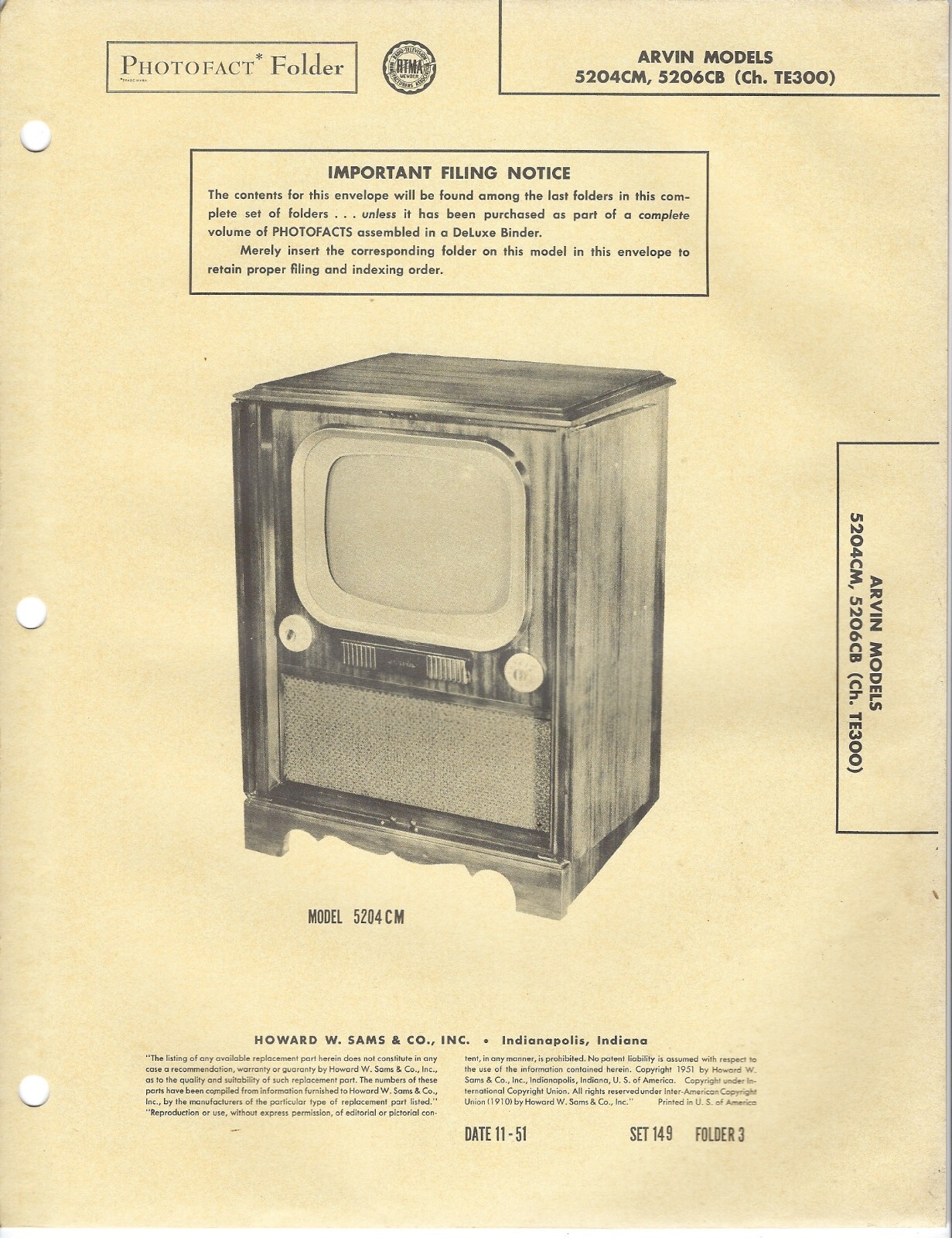1951 Arvin 5204CM 5206CB Television Tv Photofact Manual Schematic 5204 5206 CM 1951 Arvin 5204CM 5206CB Television Tv Photofact Manual Schematic 5204 5206 CM