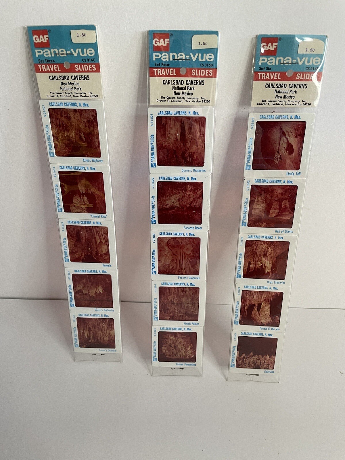 NOS GAF Pana-vue Travel Slides Carlsbad Caverns Sets 3, 4, & 6 (15 Total Slides) NOS GAF Pana-vue Travel Slides Carlsbad Caverns Sets 3, 4, & 6 (15 Total Slides)