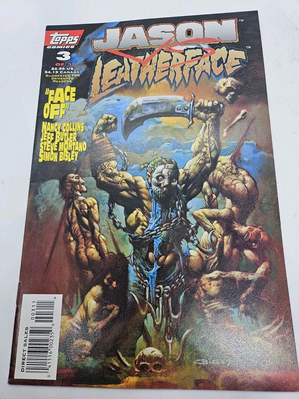 Rare 1995 Topps Comics JASON VS. LEATHERFACE # 3 Horror Comic Book - Clean Rare 1995 Topps Comics JASON VS. LEATHERFACE # 3 Horror Comic Book - Clean