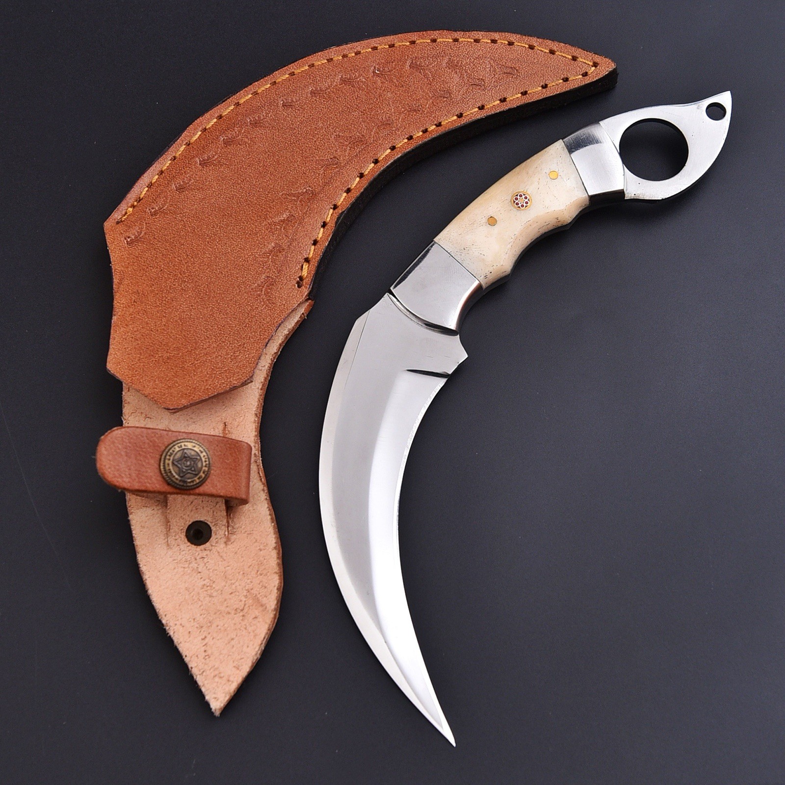 Handmade Fixed Blade Karambit Knife Tactical Claw with Belt Leather Sheath Handmade Fixed Blade Karambit Knife Tactical Claw with Belt Leather Sheath