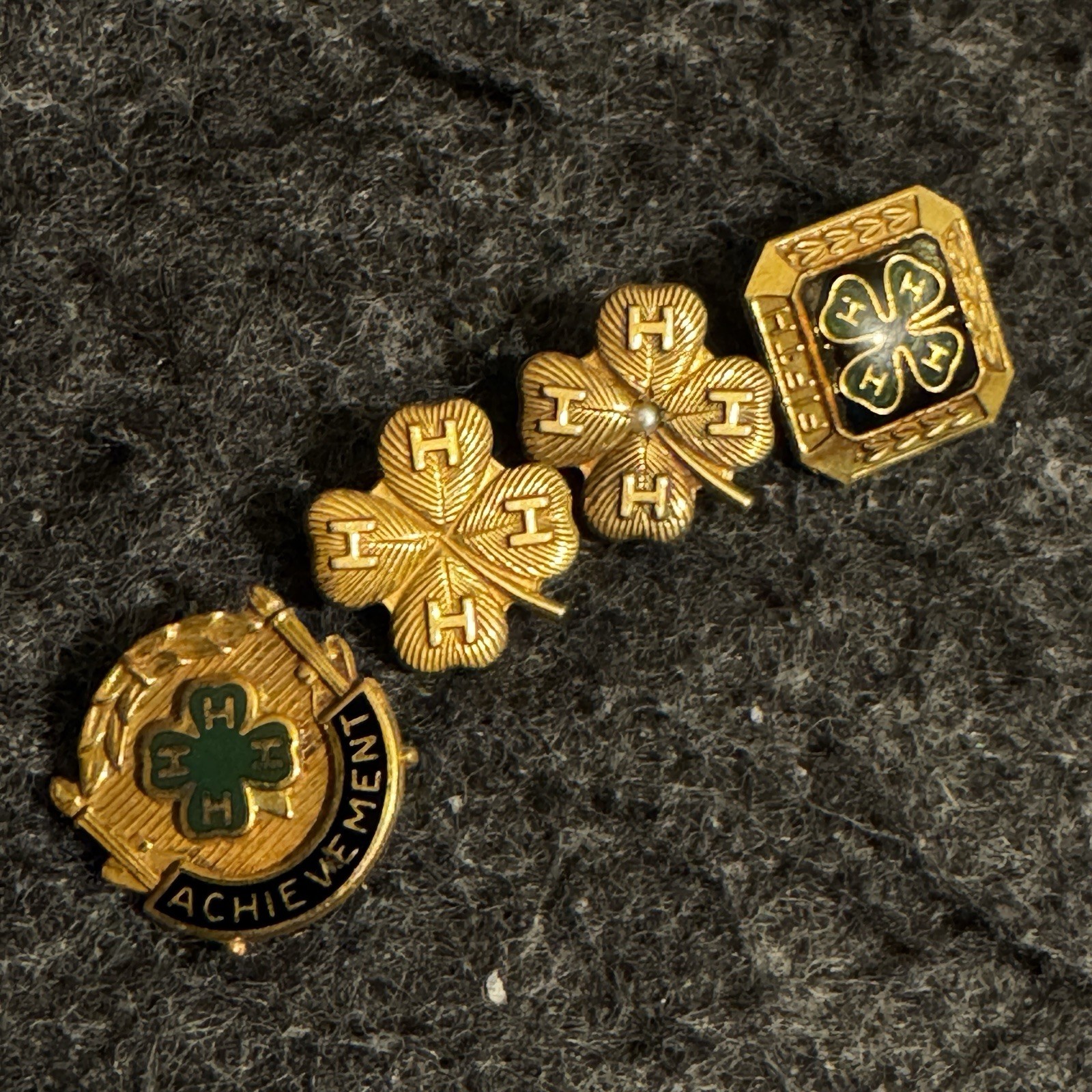 Lot Of 4 Vintage Four H Club 10k Gold Filled Four Leaf Clover 4H Pins Lot Of 4 Vintage Four H Club 10k Gold Filled Four Leaf Clover 4H Pins