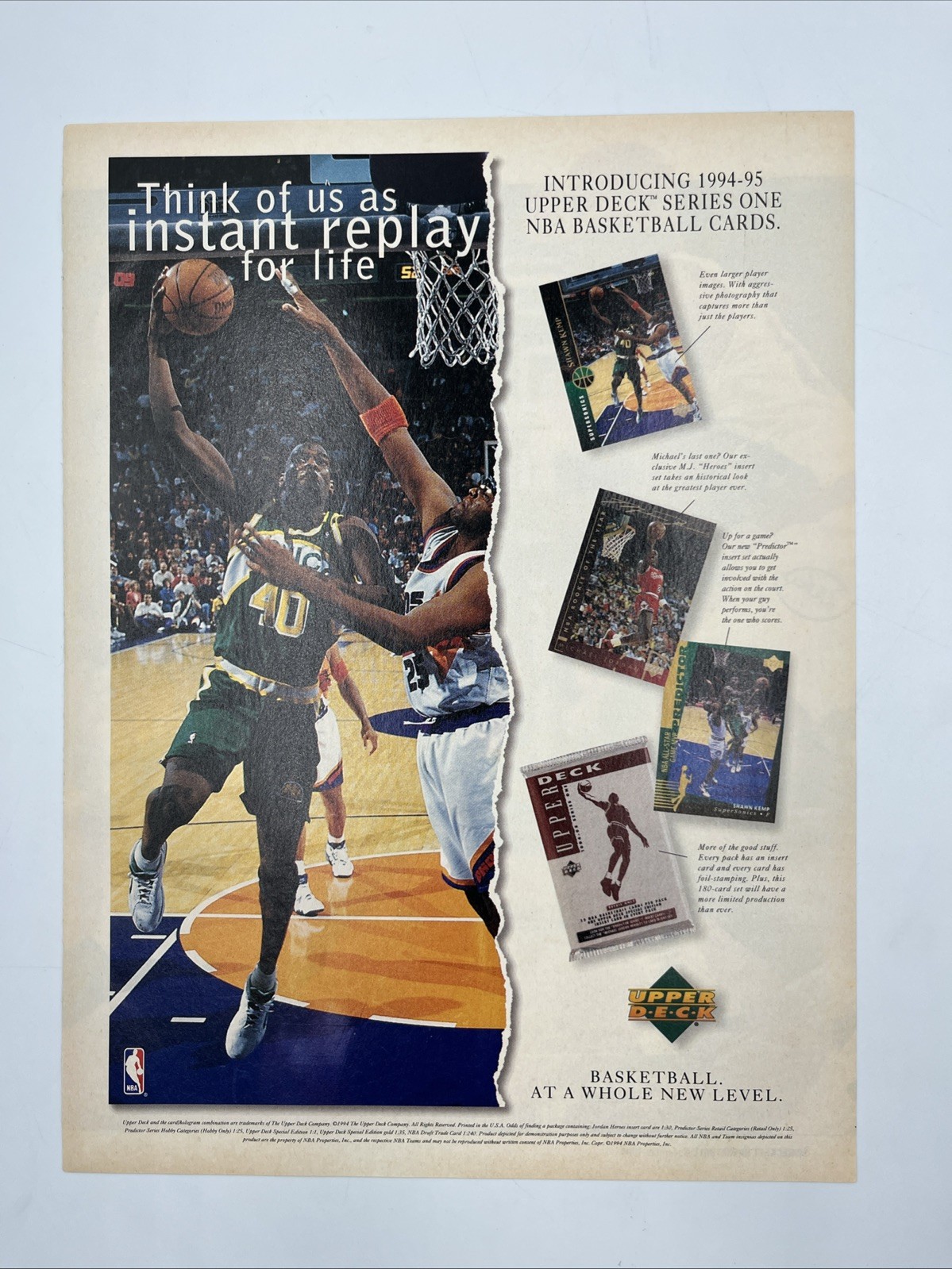 Magazine Print Ad 1994-95 Upper Deck Basketball Cards Michael Jordan Shawn Kemp Magazine Print Ad 1994-95 Upper Deck Basketball Cards Michael Jordan Shawn Kemp