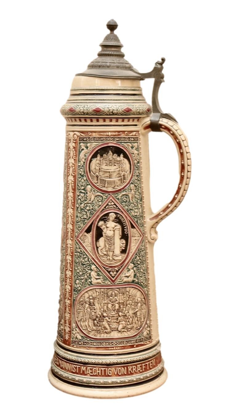Antique VERY LARGE 23” 19th Century Stoneware Beer Stein- AWESOME CONDITION Antique VERY LARGE 23” 19th Century Stoneware Beer Stein- AWESOME CONDITION