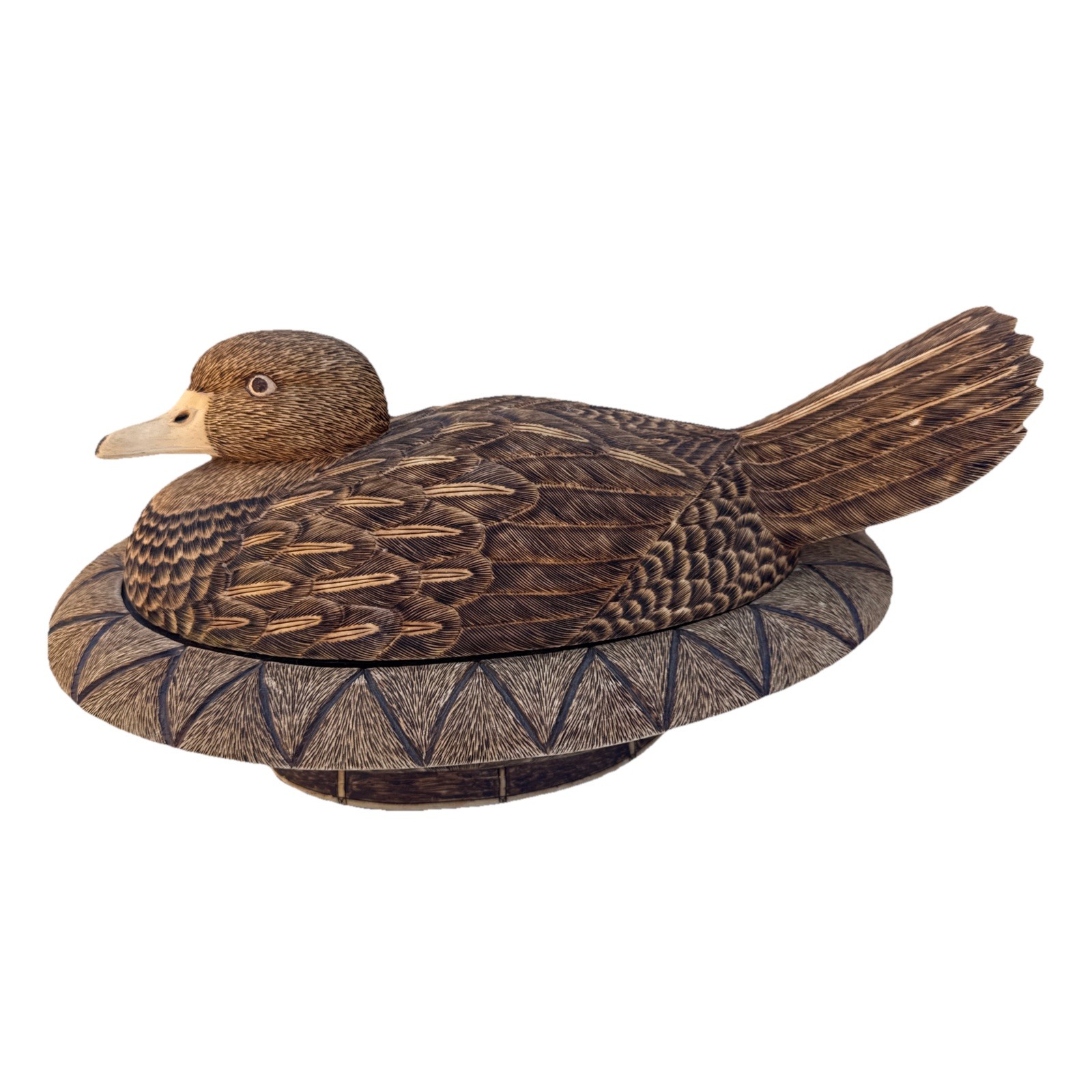Vintage Hand Carved Wood Duck Trinket Box Folk Art Keepsake Detailed Feather Vintage Hand Carved Wood Duck Trinket Box Folk Art Keepsake Detailed Feather