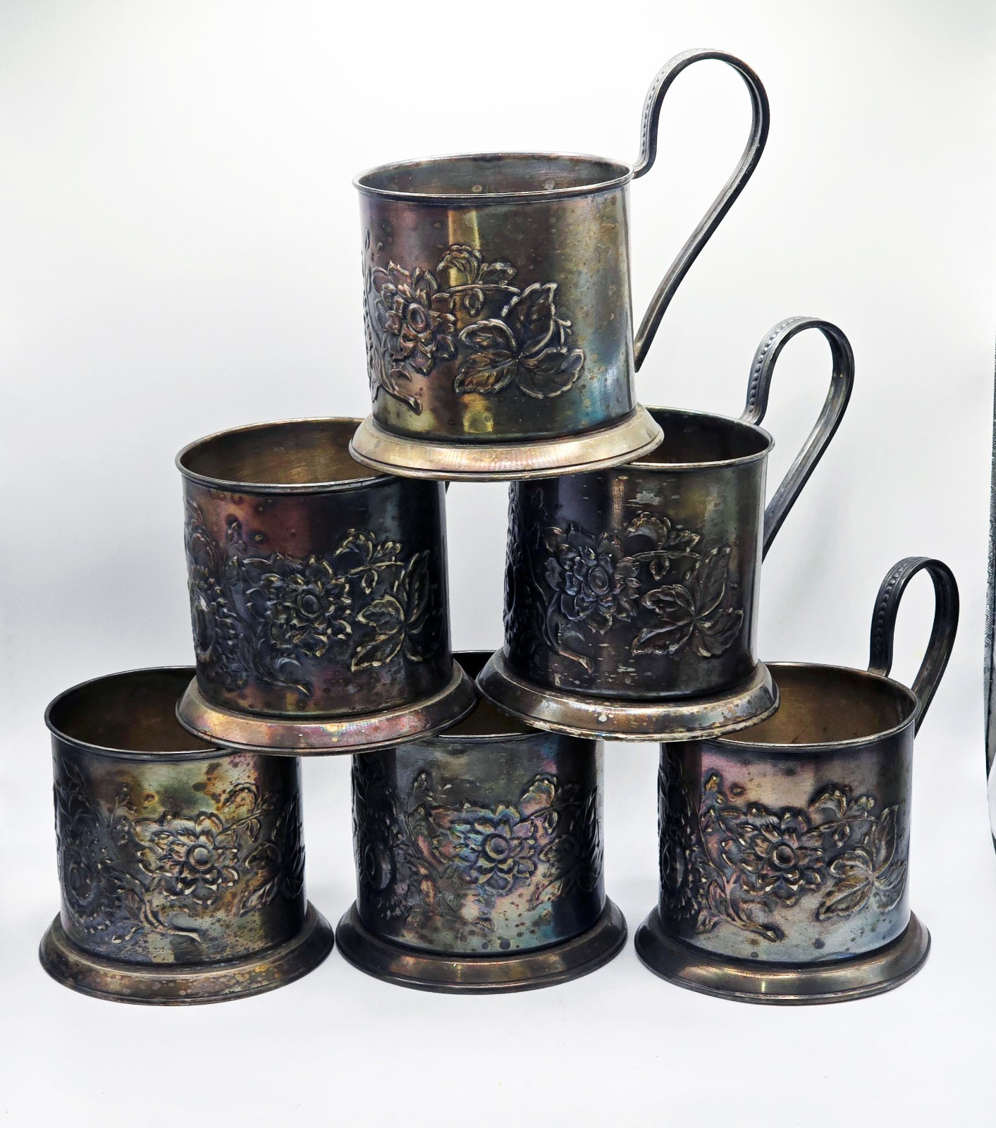 RARE PODSTAKANNIK SOVIET USSR SET OF 6 GLASS HOLDERS MELCHIOR MSTERA ASTRA 1957 RARE PODSTAKANNIK SOVIET USSR SET OF 6 GLASS HOLDERS MELCHIOR MSTERA ASTRA 1957