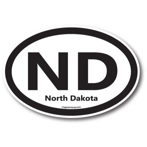 ND North Dakota US State Oval Magnet Decal, 4x6 Inch, Automotive Magnet for Car