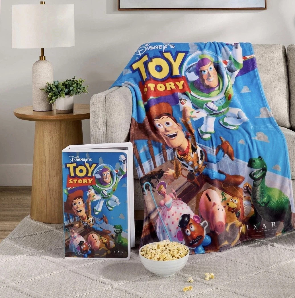 Disney Pixar Toy Story VHS Boxed Throw Blanket 50x70 Woody Buzz NEW Disney Pixar Toy Story VHS Boxed Throw Blanket 50x70 Woody Buzz NEW