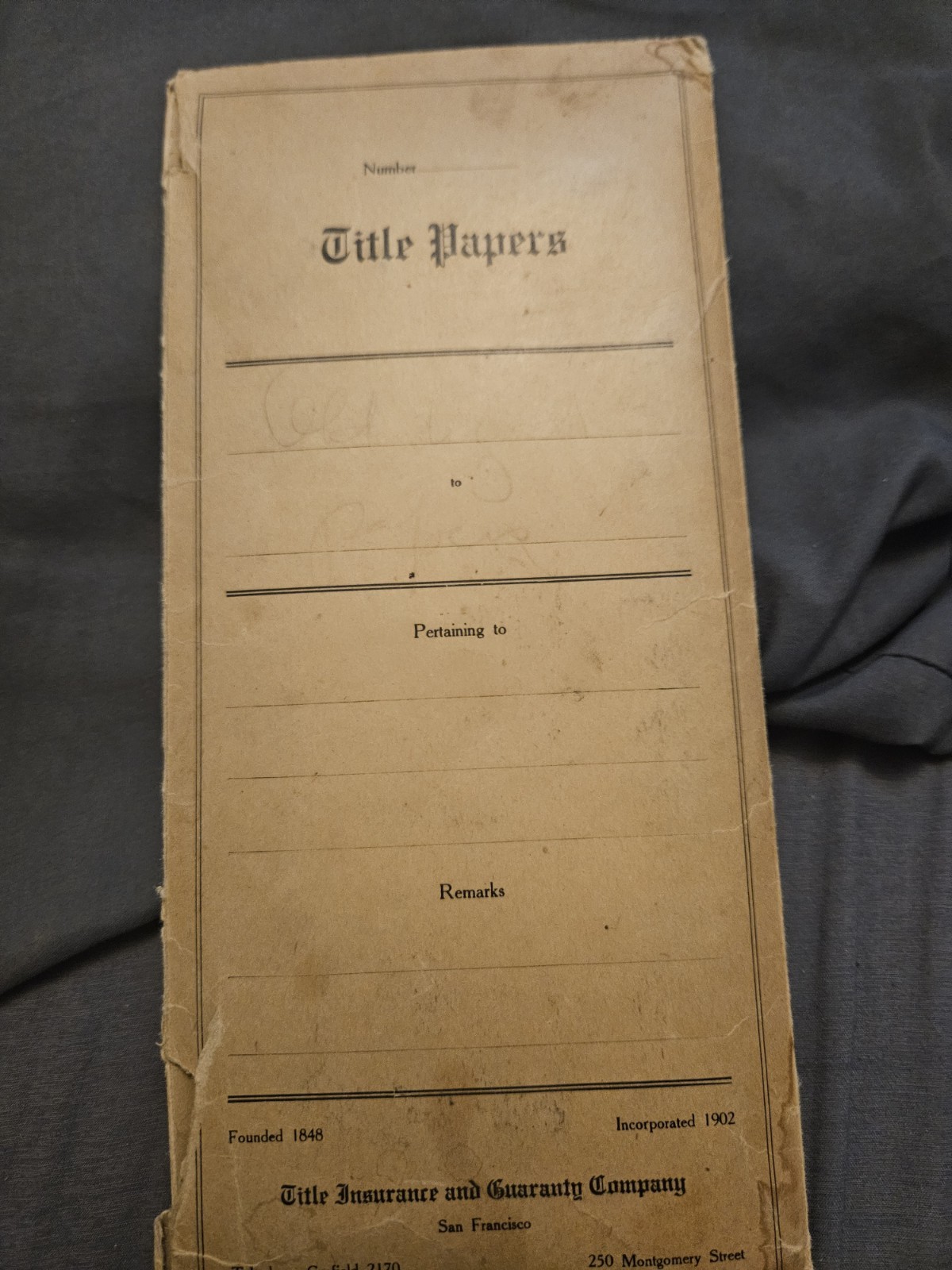 1922–1923 San Francisco Grant Deed & Quiet Title Court File – Van Ness Avenue 